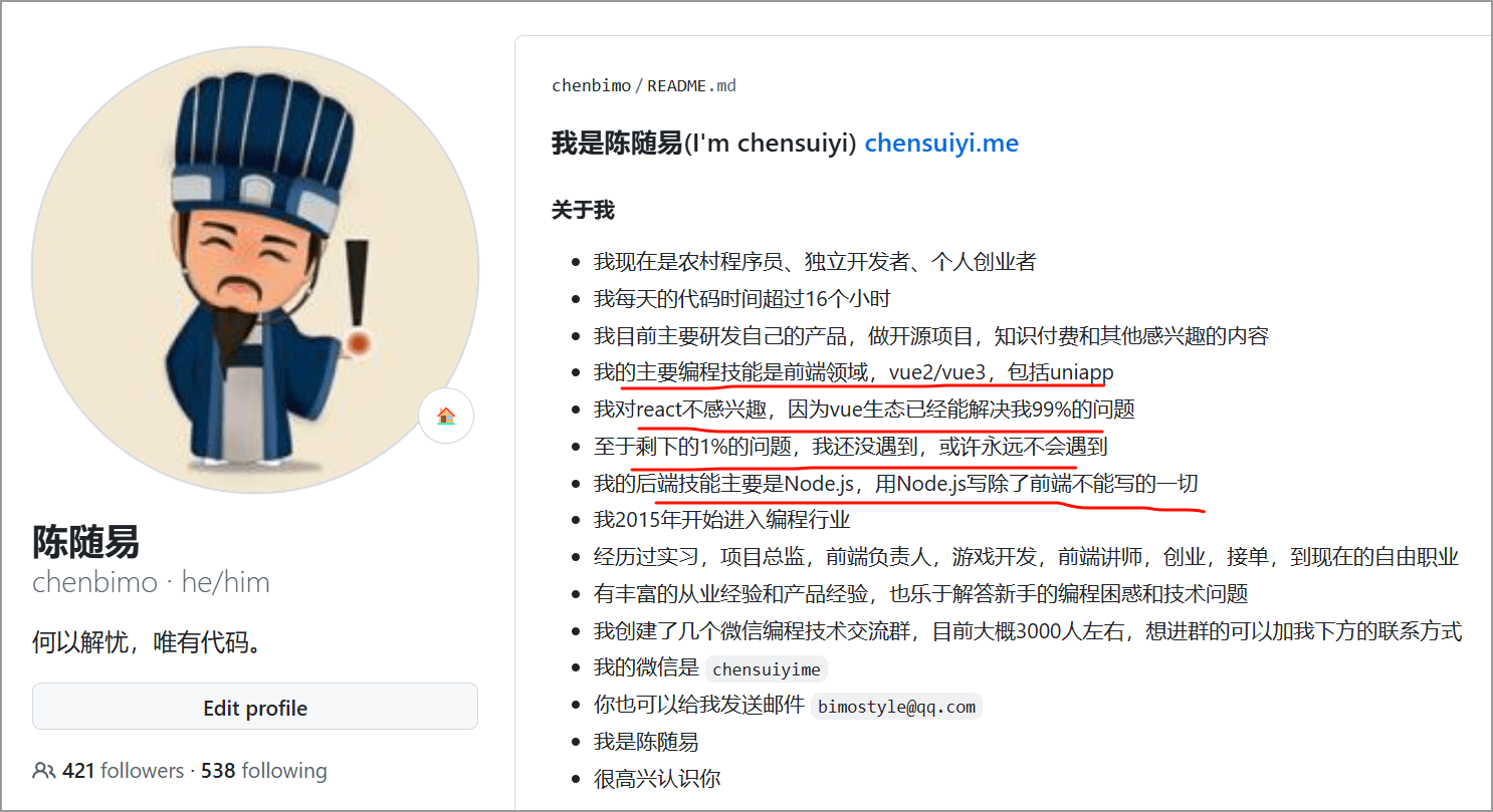 我的github简介